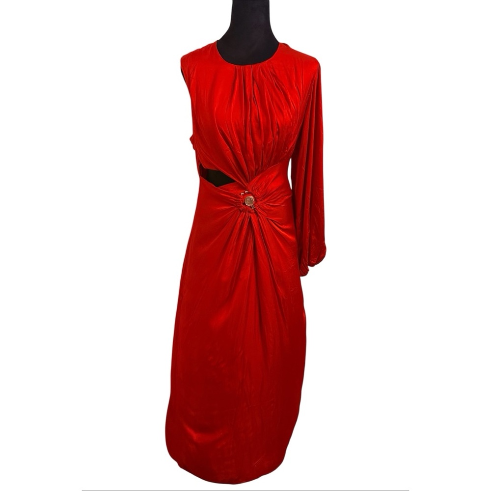 Farm Rio One Shoulder Cutout Maxi Dress Sz M red - Picture 4 of 8